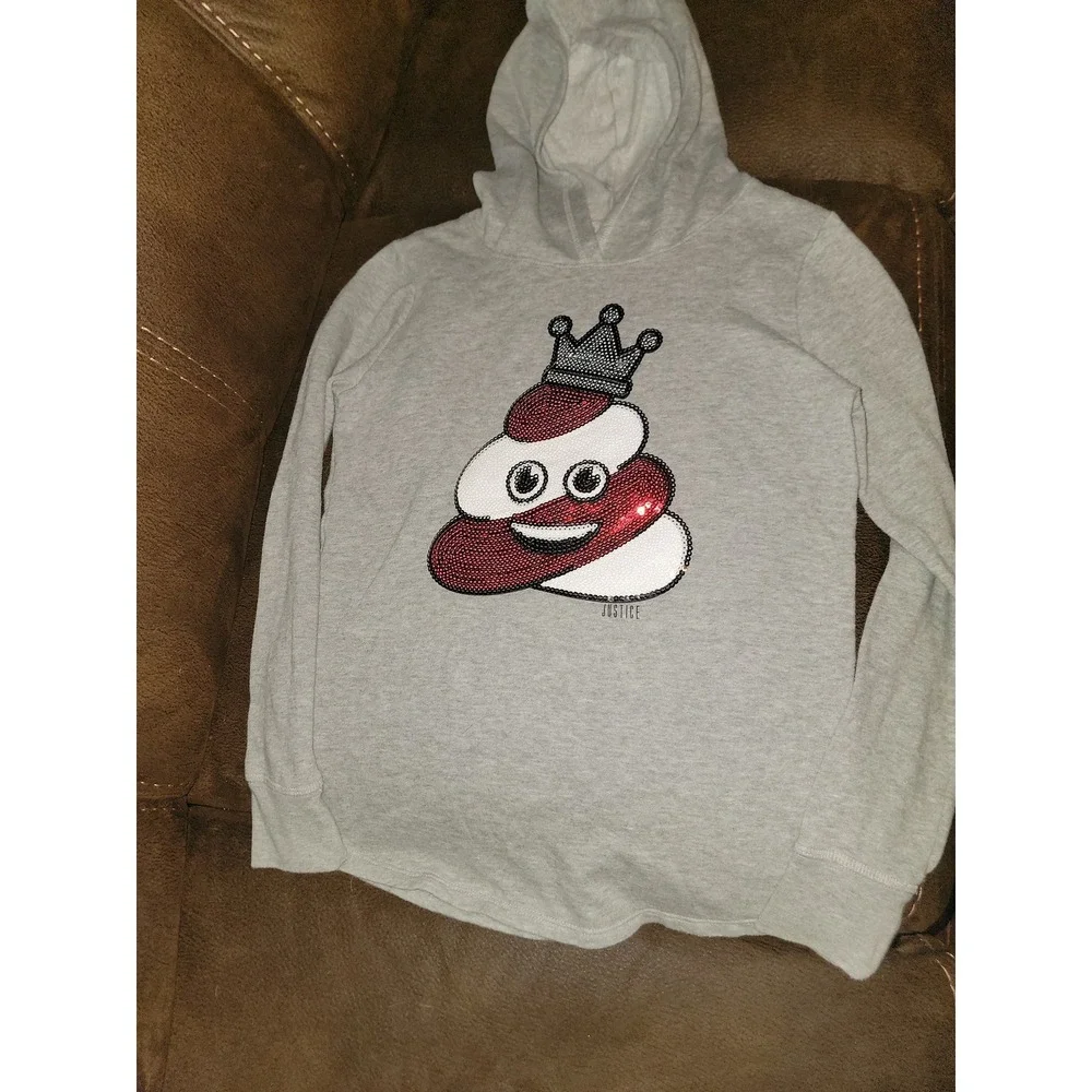 Justice holiday Christmas poop emoji sweatshirt hoodie size 10 girls‎